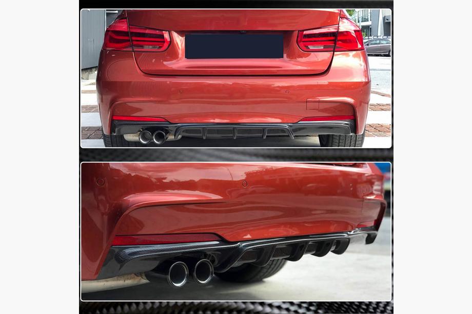 BMW serija 3 F30/F31 2012–2019 Difuzor zadnjega odbijača Carbon V6 (za M-Sport) Fotografija 3