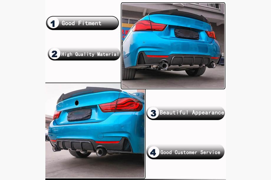 BMW serija 4 F32/F33/F36 2012–2020 Difuzor zadnjega odbijača FRP V6 (M-Sport) Fotografija 4