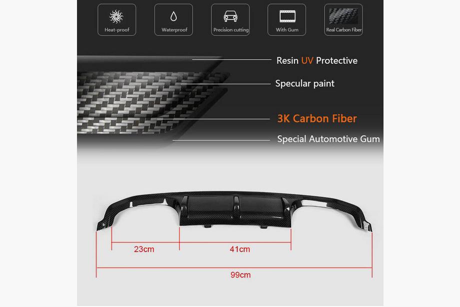 BMW serija 4 F32/F33/F36 2012–2020 Difuzor zadnjega odbijača Carbon V11 (za F82/F83) Fotografija 6
