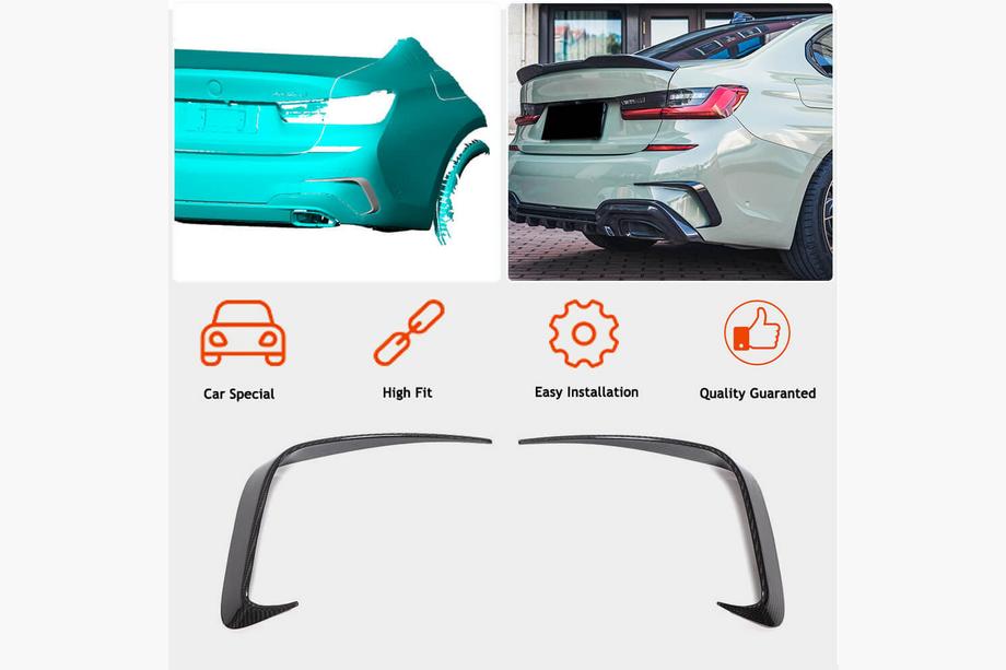 BMW serija 3 G20/G21 2018– Flapi za zadnji odbijač Flap (za M-Sport 2018-2022, karbon) Fotografija 3