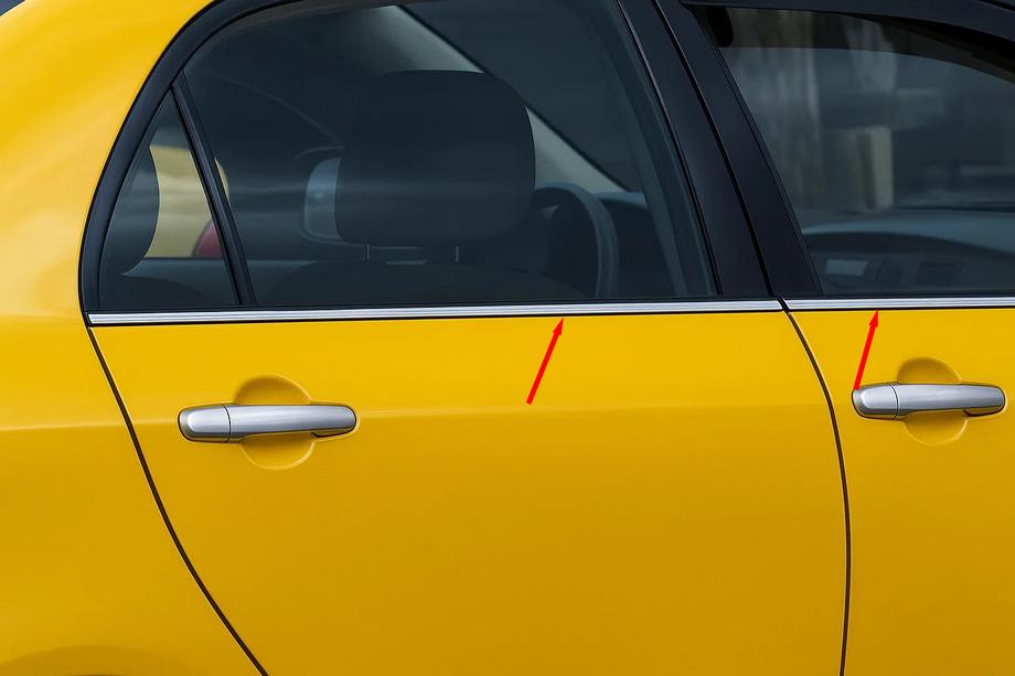 Toyota Corolla 2002–2007 Zunanje obrobe stekel (4 kosi, nerjaveče jeklo) Image