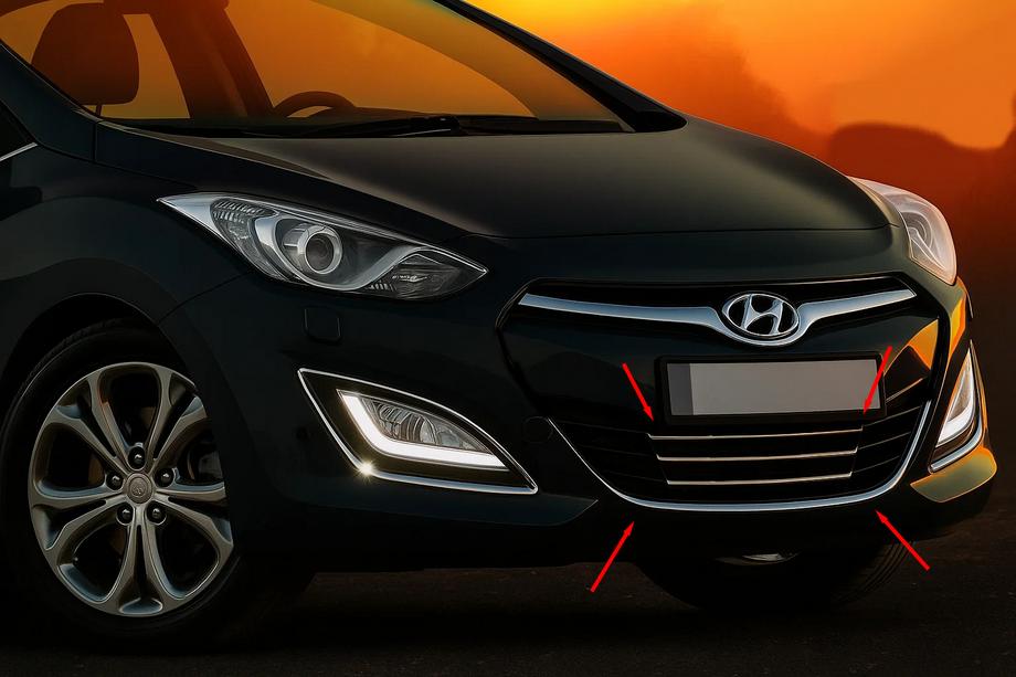 Hyundai I-30 2012–2017 Obrobe za spodnjo rešetko in okoli STYLE (nerjavno jeklo) Image