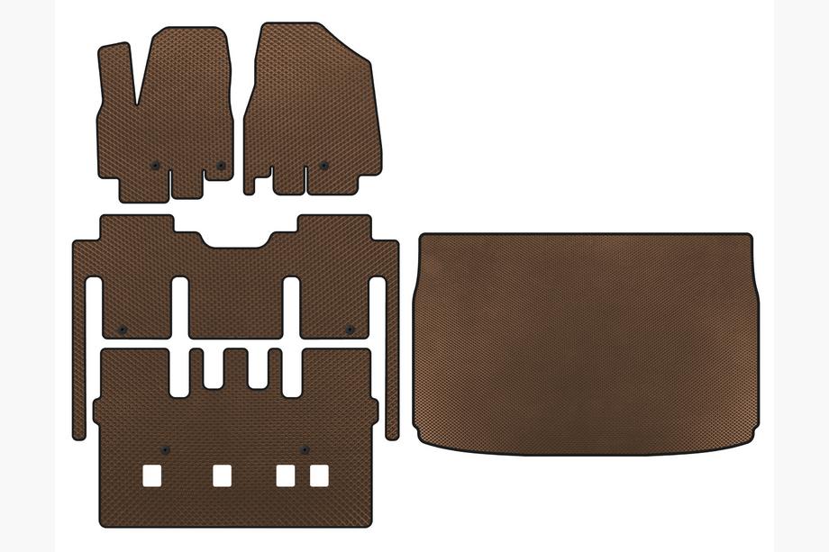 Kia Sedona 2014–2020 EVA avtomobilske preproge (celoten komplet za notranjost, 8-sedežni, rjava) Image