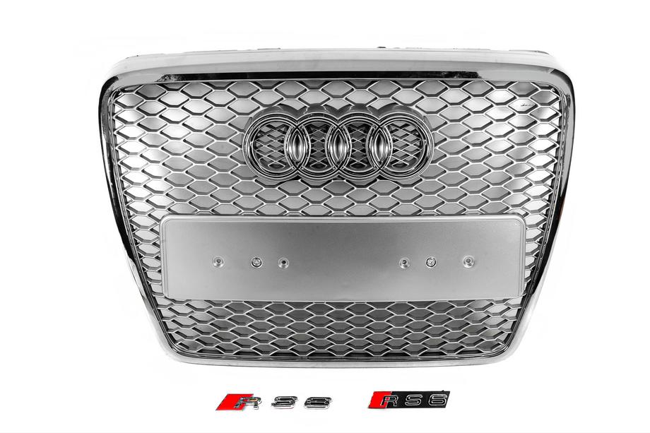 Audi A6 C6 2004–2011 Sprednja maska v slogu RS (siva s kromom) Image