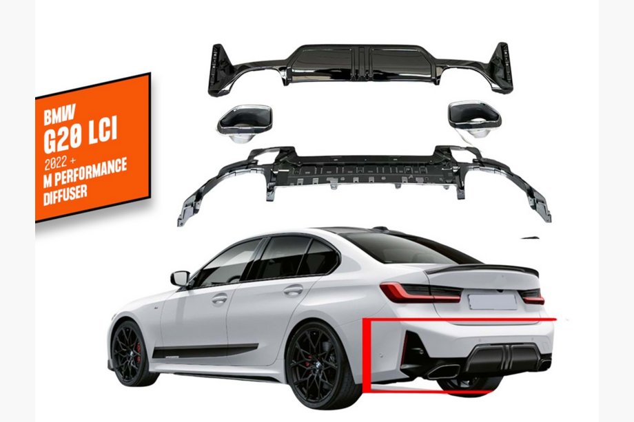 BMW serija 3 G20/G21 2018– Zadnji difuzor z izpušnimi zaključki DPT (2022+, M-Perfomance) Image