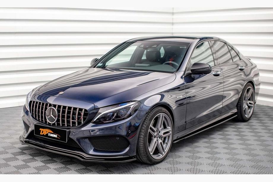 Mercedes C-class W205 2014–2021 DPT V2 sprednji lip spojler za sprednji odbijač (2014-2018, samo za AMG-Line, sijajno črna) Image