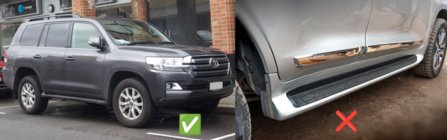 Toyota Land Cruiser 200 2007–2021 Sprednje blatne zavesice (2 kosa, za pragove brez osvetlitve) fotografija 2