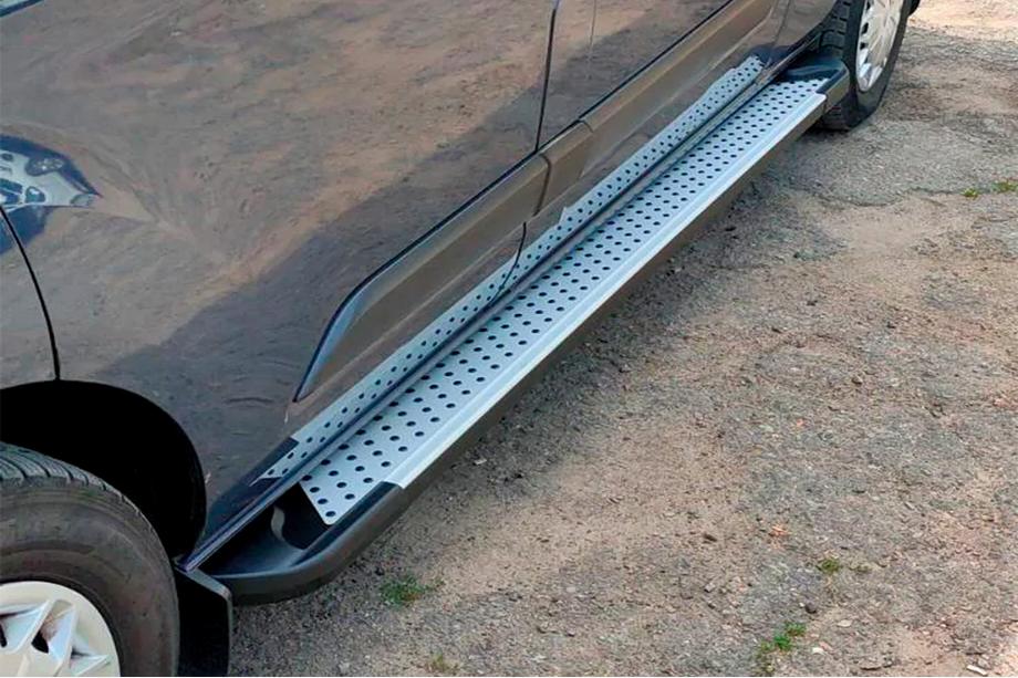 Ford Custom 2013–2022 Stranske stopnice Allmond Grey (2 kosa, aluminij) Dolga medosna razdalja Image