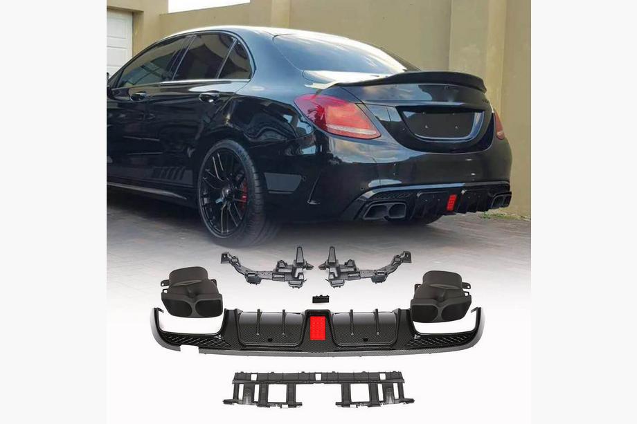 Mercedes C-class W205 2014–2021 Difuzor zadnjega odbijača z izpušnimi zaključki (za SD C43 AMG 2015-2019, karbon) Image