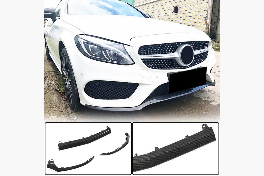 Mercedes C-class W205 2014–2021 Karbonski lip za sprednji odbijač Lip V4 (za C43 AMG 2015-2019) Image