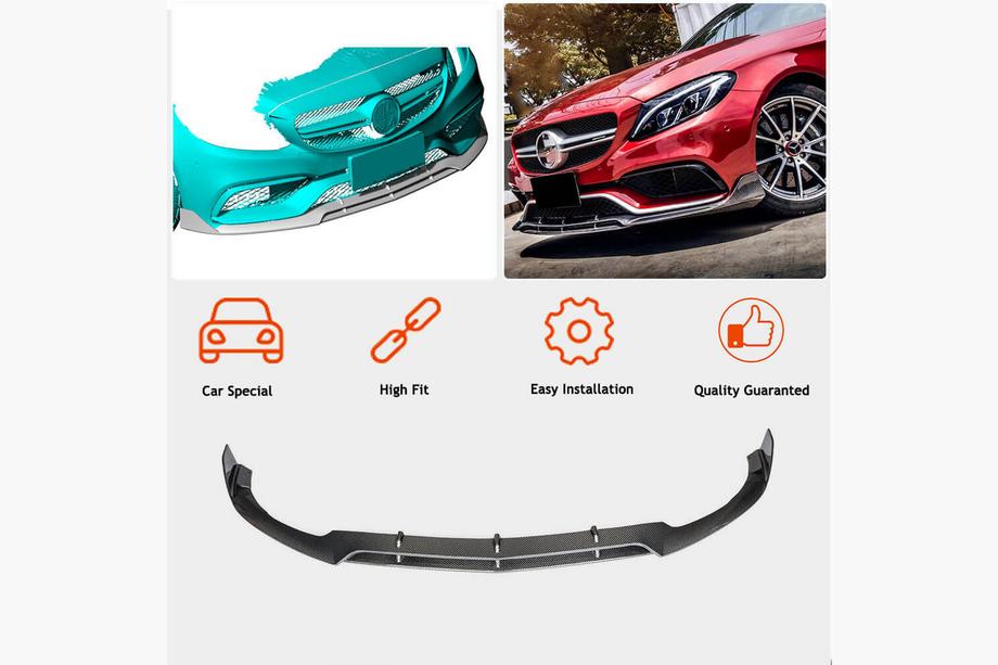 Mercedes C-class W205 2014–2021 Lip spojler za prednji odbijač V4 (za SD C63 AMG 2015-2019, karbon) Fotografija 3