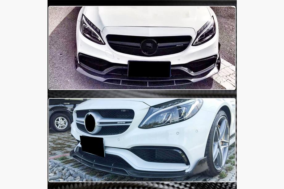 Mercedes C-class W205 2014–2021 Lip spojler za prednji odbijač V4 (za SD C63 AMG 2015-2019, karbon) Fotografija 6
