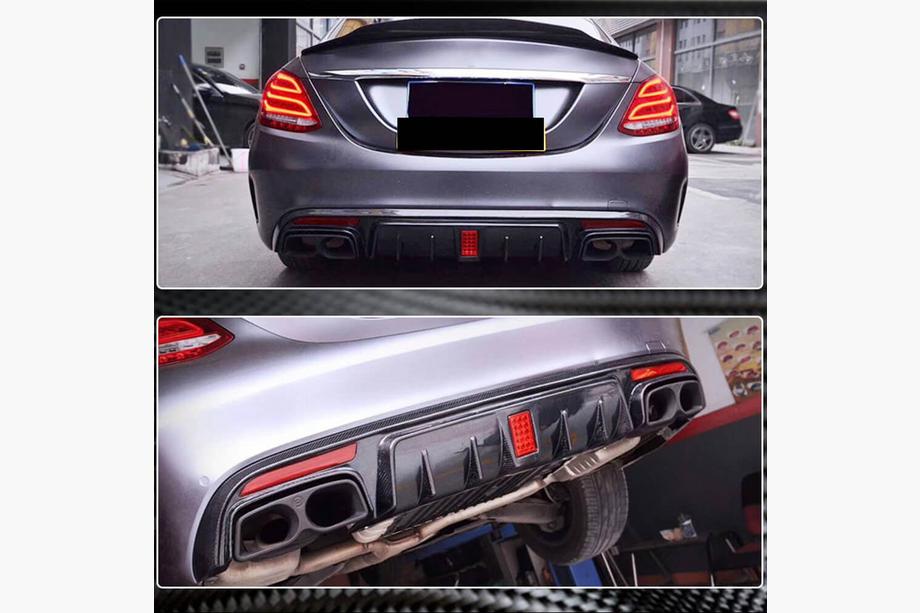 Mercedes C-class W205 2014–2021 Difuzor zadnjega odbijača V2 (za SD C43/C63 AMG 2015-2019, karbon) Image
