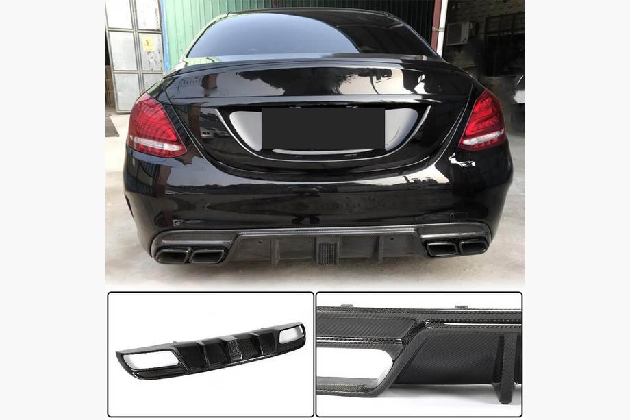 Mercedes C-class W205 2014–2021 Difuzor zadnjega odbijača V3 (za SD C43/C63 AMG 2015-2019, karbon) Image