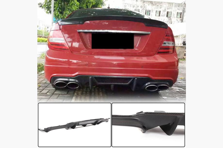 Mercedes razred C W204 2007–2015 Difuzor zadnjega odbijača V4 (za AMG SD/Coupe 2012-2014, karbon) Fotografija 1