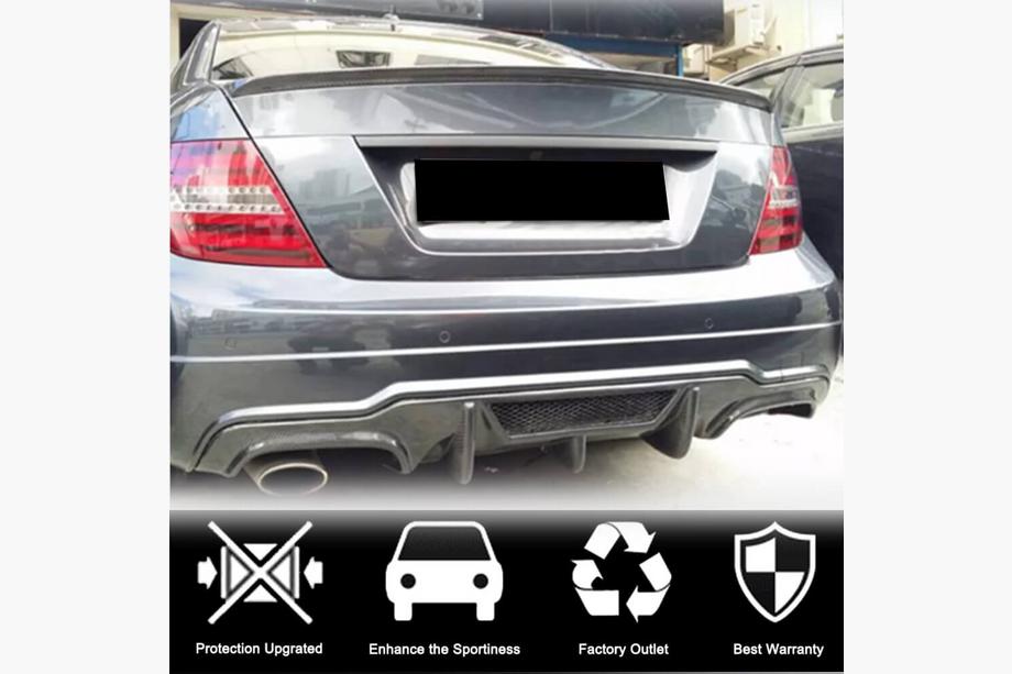 Mercedes razred C W204 2007–2015 Difuzor zadnjega odbijača V4 (za AMG SD/Coupe 2012-2014, karbon) Fotografija 2