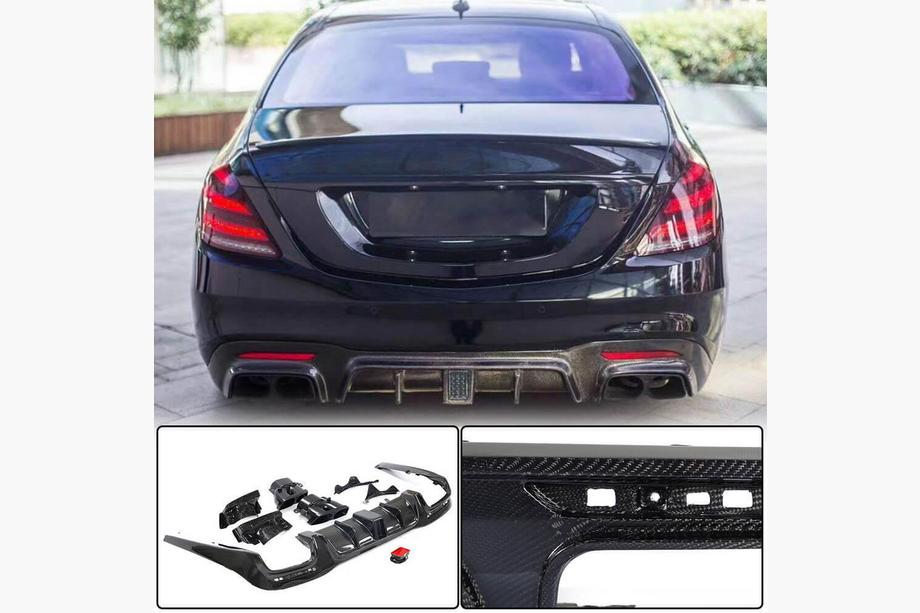 Mercedes S-class W222 2013–2022 Difuzor zadnjega odbijača z izpušnimi nastavki (za S63/S65 AMG 2018-2021, karbon) Image