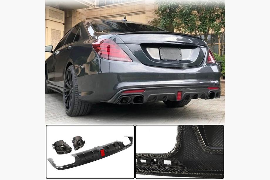 Mercedes S-class W222 2013–2022 Difuzor zadnjega odbijača z izpušnimi zaključki (za S63 AMG 2014-2017, karbon) Image