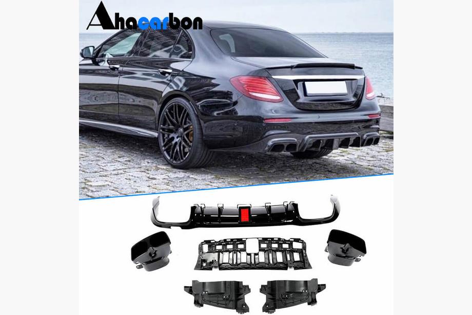 Mercedes Razred E W213 2016–2023 Difuzor zadnjega odbijača z izpušnimi zaključki V1 (za AMG/AMG-Line 2016-2019, karbon) Image