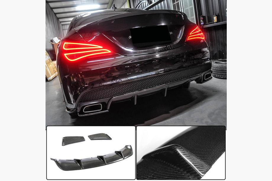 Mercedes CLA C117 2013–2019 Difuzor zadnjega odbijača V2 (za AMG-Line / CLA45 AMG 2013-2016, karbon) Image