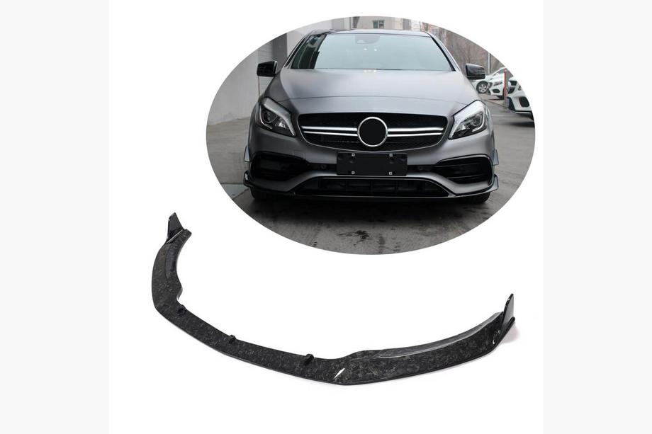 Mercedes A-class W176 2012–2018 Sprednji lip odbijača Lip (za A45 AMG HB 2016-2018, karbon) Fotografija 1