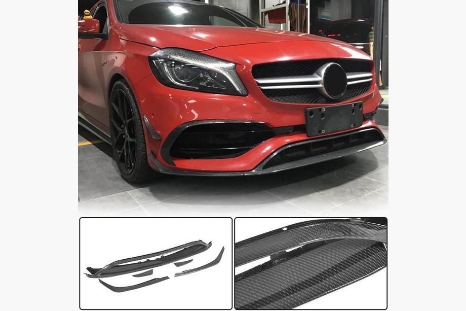 Mercedes A-class W176 2012–2018 Lip dodatek za sprednji odbijač (za AMG-Line / A45 AMG HB 2016-2018, karbon) Image
