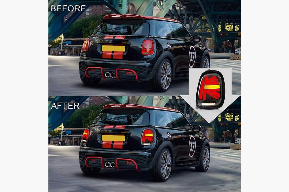Mini Cooper F55/56/57 2014–2023 Zadnje LED luči v slogu Union Jack, rdeče (2 kos) Image