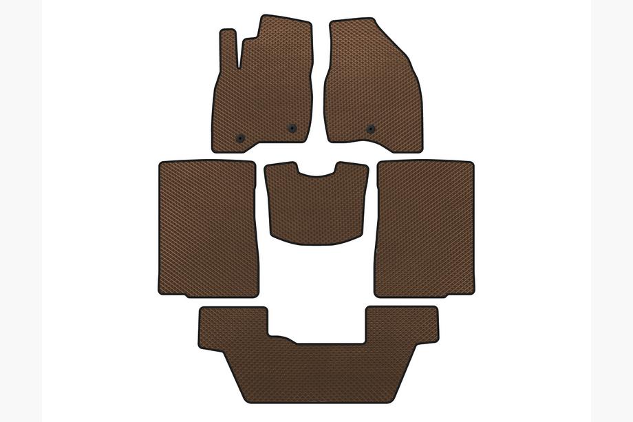 Ford Explorer 2011–2019 EVA preproge za notranjost (2015-2017, 3 vrste, 7-sedežni, Rjave) Image