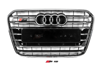 Audi A6 C7 2011–2017 Sprednja črna maska hladilnika s kromiranim okvirjem S-style (2011-2014) fotografija 1