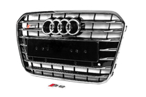 Audi A6 C7 2011–2017 Sprednja črna maska hladilnika s kromiranim okvirjem S-style (2011-2014) fotografija 2