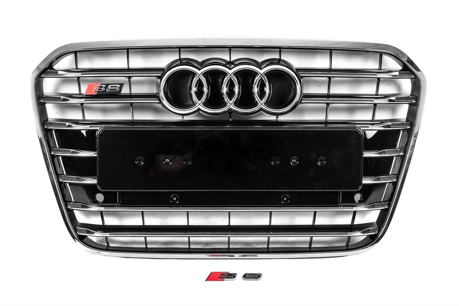 Audi A6 C7 2011–2017 Sprednja črna maska hladilnika s kromiranim okvirjem S-style (2011-2014) Image