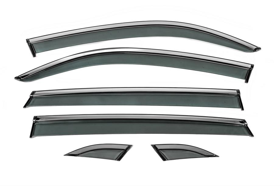 Volkswagen Atlas (Terramont) 2016– Vetrni deflektorji za stranska stekla s kromirano letvijo Niken Luxury (za Terramont X, 6 kos) Image