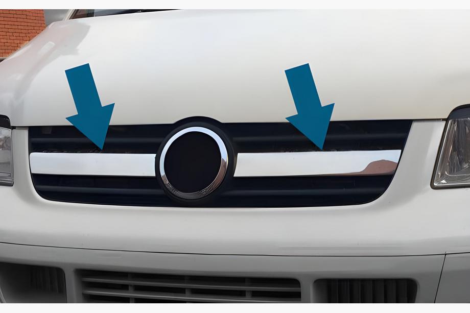 Volkswagen T5 Transporter 2003–2010 Okrasni pokrovi sredinske maske (2 kosa, nerjaveče jeklo) Fotografija 6