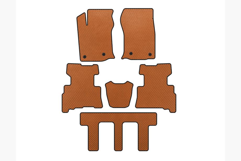 Toyota 4Runner 2009–2024 EVA avto tepihi (3 vrste, 2014-2024, 7-sedežni, Oranžni) Image