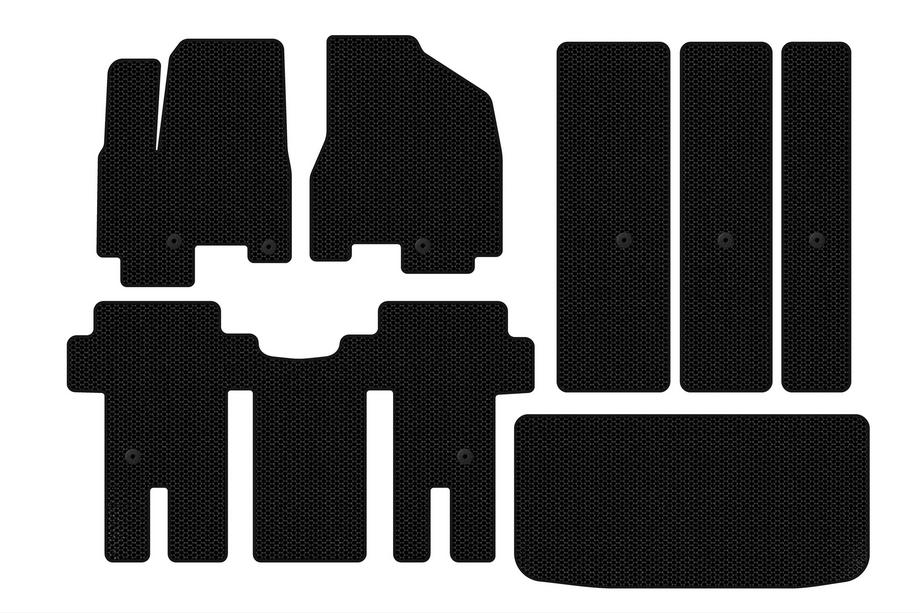Kia Carnival 2014–2020 Gumijaste avtomobilske preproge Carsuit (celoten komplet za notranjost, črne) Image