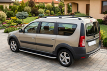 Renault Logan MCV 2005–2013 Stranske stopnice Tayga Grey (2 kos, aluminij) fotografija 1