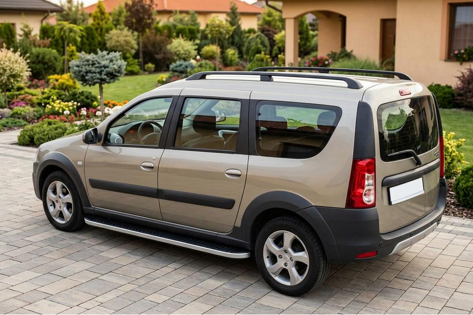 Renault Logan MCV 2005–2013 Stranske stopnice Tayga Grey (2 kos, aluminij) Image