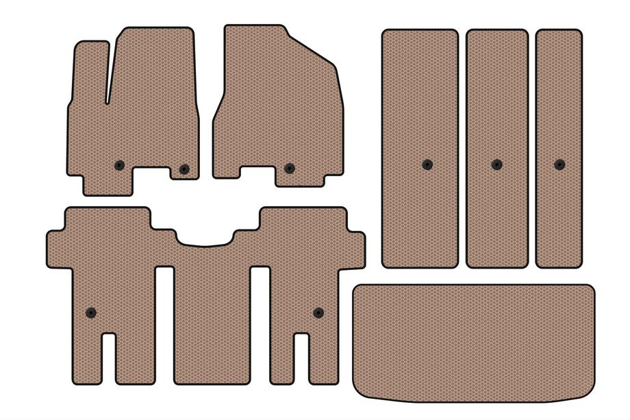 Kia Carnival 2014–2020 Gumijasti avtomobilski tepihi Carsuit (komplet za celoten potniški prostor, bež) Image