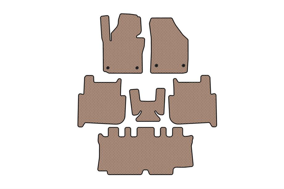 Volkswagen Touran 2003–2010 Gumijasti tepihi za notranjost Carsuit (3 vrste, 2006-2010, 7-sedežni, bež) Image