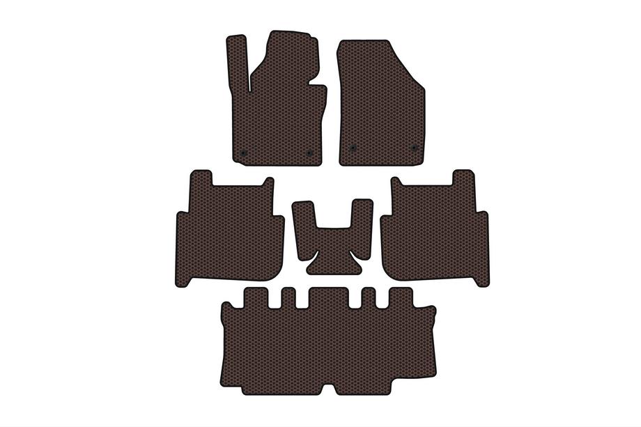 Volkswagen Touran 2003–2010 Gumijaste preproge Carsuit (3 vrste, 2006-2010, 7-sedežni, rjava) Image