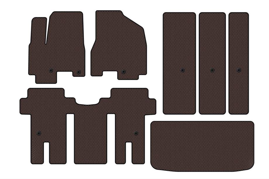 Kia Carnival 2014–2020 Gumijaste preproge za notranjost Carsuit (celoten komplet, rjave) Image