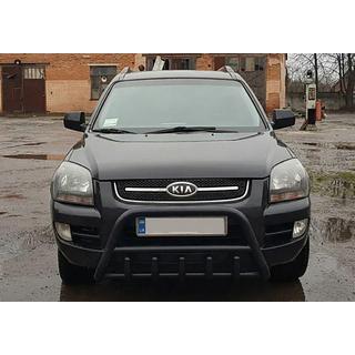 Sprednji zaščitni lok WT003 Black (nerjaveče jeklo) Kia Sportage 2004–2010 fotografija 1