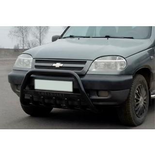 Sprednji zaščitni lok WT004 Black (nerjavno jeklo) Chevrolet Niva 1998–2020 fotografija 1