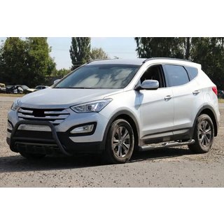 Sprednji zaščitni lok WT003 Black (nerjaveče jeklo) Hyundai Santa Fe 3 2012–2018 fotografija 1