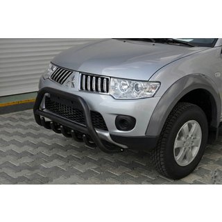Sprednji zaščitni lok WT003 Black (nerjavno jeklo) Mitsubishi Pajero Sport 2008–2015 fotografija 1