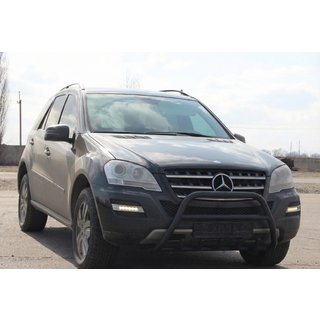 Sprednji zaščitni lok WT003 Black (nerjaveče jeklo) Mercedes ML W164 2005–2011 fotografija 3