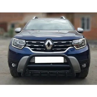 Kenguru zaščitni lok brez napisa WT003 Black (nerjaveče jeklo) Renault Duster 2018–2024 fotografija 3