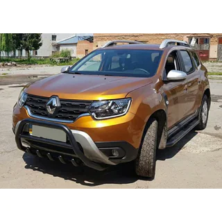 Kenguru zaščitni lok brez napisa WT003 Black (nerjaveče jeklo) Renault Duster 2018–2024 fotografija 4