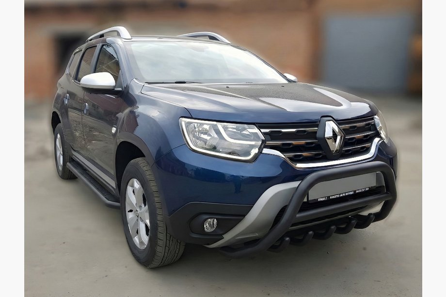 Renault Duster 2018–2024 Kenguru zaščitni lok brez napisa WT003 Black (nerjaveče jeklo) Image