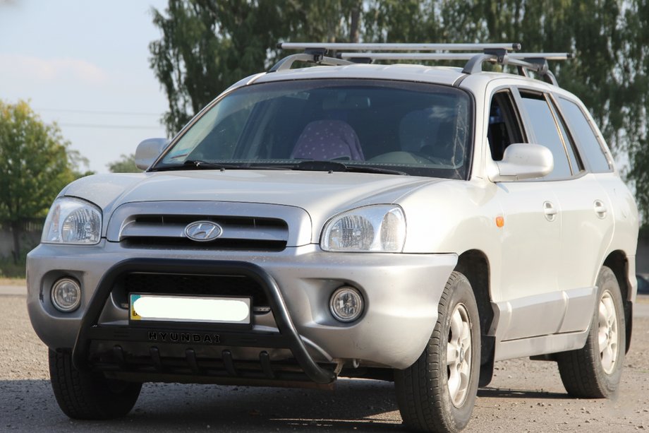 Hyundai Santa Fe 1 2000–2006 Sprednji zaščitni lok WT004 Black (nerjavno jeklo) Image